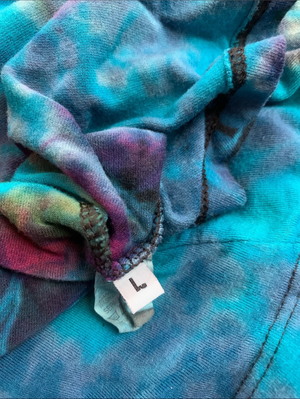 Tie-Dye Long Sleeve Tunic Top Dress- Blue Multicolor Women’s Large or XL - Picture 13 of 15